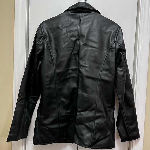 R Rosso Italian Black Leather Jacket L - Picture 2 of 5